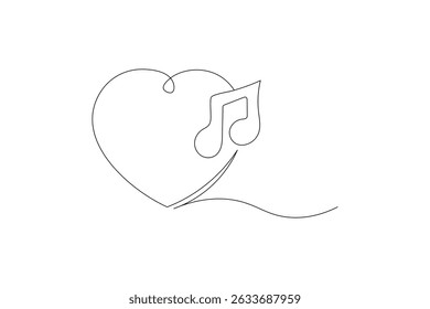 One line drawing music notes and microphone, minimalist vector illustration design
