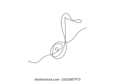 One line drawing music notes and microphone, minimalist vector illustration design
