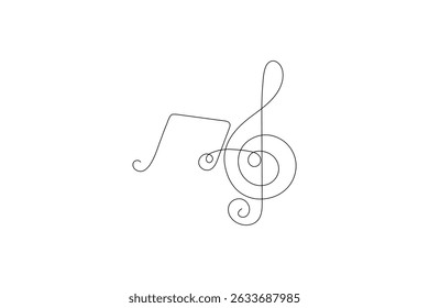 One line drawing music notes and microphone, minimalist vector illustration design
