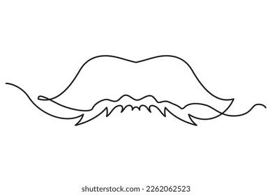 Eine Linie Zeichnen Schnurrbart, kontinuierliche Linie Papa Whiskers, Single Outline Mustache, Vintage Man Frisur, Mustache Vektorgrafik