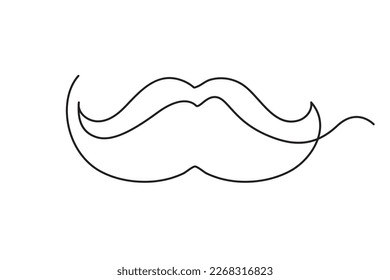 Eine Linie Zeichnen Schnurrbart, kontinuierliche Linie Papa Whiskers, Single Outline Mustache, Vintage Man Frisur, Mustache Vektorgrafik