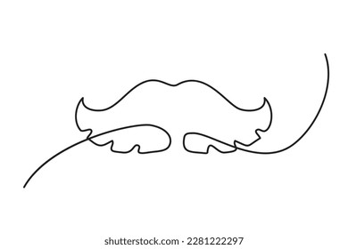 Eine Linie Zeichnen Schnurrbart, kontinuierliche Linie Papa Whiskers, Single Outline Mustache, Vintage Man Frisur, Mustache Vektorgrafik