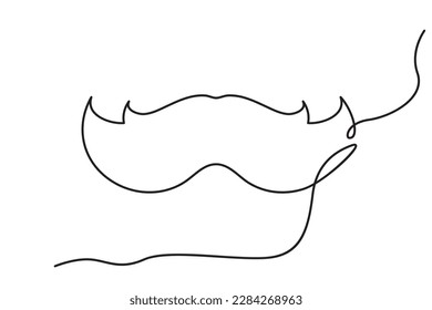 Eine Linie Zeichnen Schnurrbart, kontinuierliche Linie Papa Whiskers, Single Outline Mustache, Vintage Man Frisur, Mustache Vektorgrafik