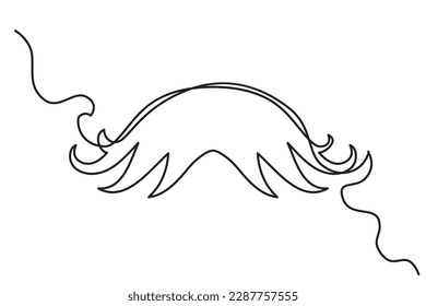 Eine Linie Zeichnen Schnurrbart, kontinuierliche Linie Papa Whiskers, Single Outline Mustache, Vintage Man Frisur, Mustache Vektorgrafik