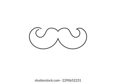 Eine Linie Zeichnen Schnurrbart, kontinuierliche Linie Papa Whiskers, Single Outline Mustache, Vintage Man Frisur, Mustache Vektorgrafik