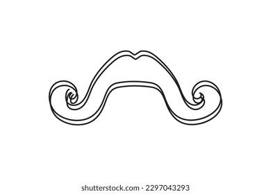 Eine Linie Zeichnen Schnurrbart, kontinuierliche Linie Papa Whiskers, Single Outline Mustache, Vintage Man Frisur, Mustache Vektorgrafik