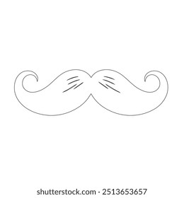 One Line Drawing Mustache, Continuous Line Dad Whiskers, Single Outline Mustache, ícones de bigode de design plano e linha sobre fundo branco isolado, ilustração vetorial para o dia do pai.