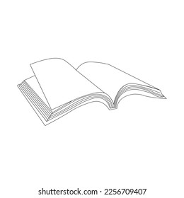Dibujo de una línea de bloc de notas en el escritorio.Recorrido de línea de bloc de notas abierto. Aislar sobre fondo blanco. Ilustración del vector