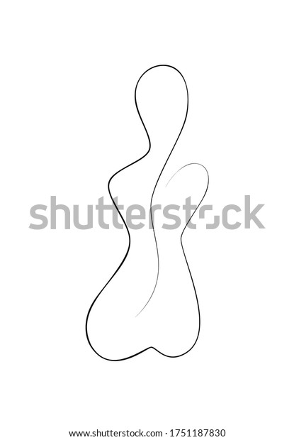 One\
Line Drawing Nude Female Body. Beauty Woman Back in Sketch Art\
Style, Continuous Line Draw Girl Figure, Single Outline Vector\
Illustration for Interior Design, Picture\
Printing