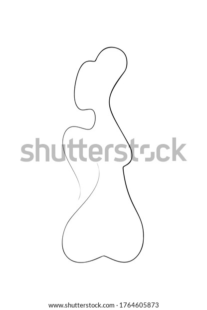 One\
Line Drawing Nude Female Body. Beauty Woman Back in Sketch Art\
Style, Continuous Line Draw Girl Figure, Single Outline Vector\
Illustration for Interior Design, Picture\
Printing