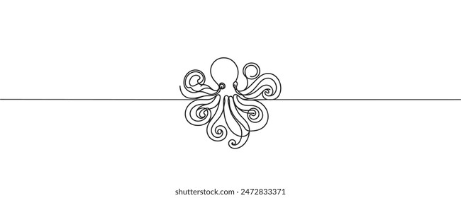 one line drawing of an octopus. vector illustration in one line style