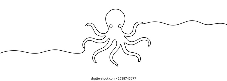 one line drawing of an octopus. vector illustration in one line style