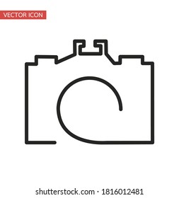 one line drawing Old camera Vector eps10