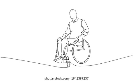 One line drawing old patient and wheelchair in hospital    continuous line drawing vector  continuous single drawn one line woman an wheelchair drawn by hand picture silhouette 