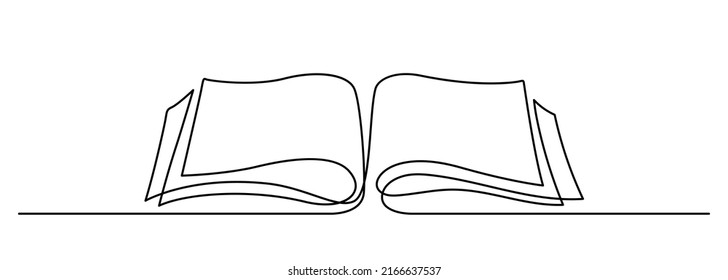 one line drawing of open book back to school concept vector illustration
