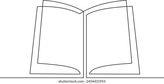 one line drawing of open book back to school concept vector illustration