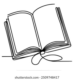 one line drawing open book vector illustration template design