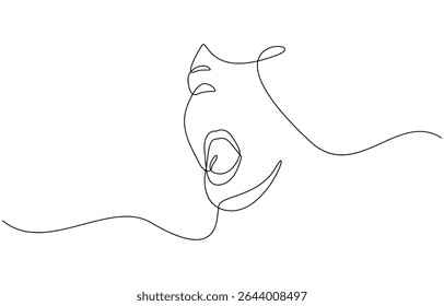 One line drawing open mouth human vector illustration template design, Open human oral cavity when examined by a doctor line drawing on white isolated background.