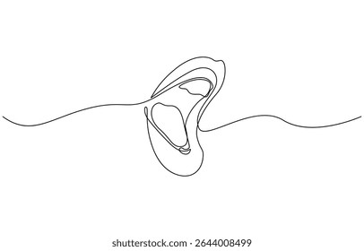 One line drawing open mouth human vector illustration template design, Open human oral cavity when examined by a doctor line drawing on white isolated background.