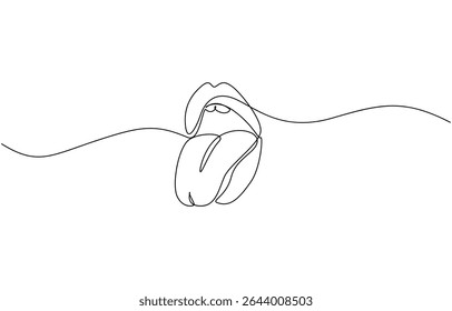 One line drawing open mouth human vector illustration template design, Open human oral cavity when examined by a doctor line drawing on white isolated background.