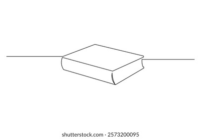 One line drawing of opened book isolated on white background, Book continuous one line art isolated vector illustration.