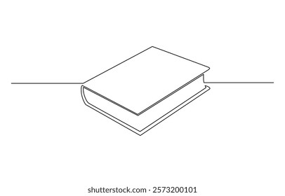 One line drawing of opened book isolated on white background, Book continuous one line art isolated vector illustration.