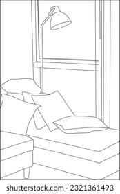 one line drawing and outline vector living room