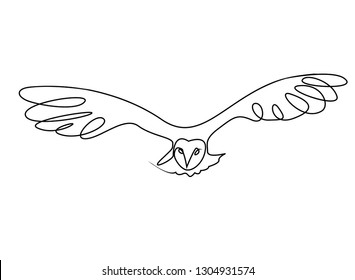 One Line Drawing of owl simple, cute, vector illustration