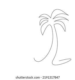 One line drawing of a palm tree on a white background