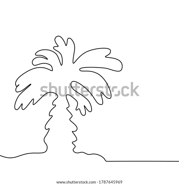 One\
Line Drawing Palm Tree. Coconut Palm in Sketch Art Style,\
Continuous Line Draw, Tropical Vector\
Illustration