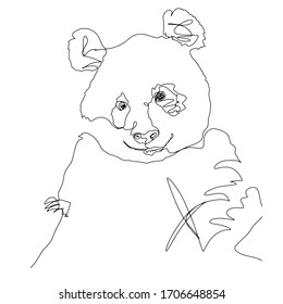 Dibujo de una línea PANDA moderno minimalista línea arte digital impresión de póster digital