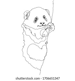 One line drawing PANDA modern minimalist line art digital poster print