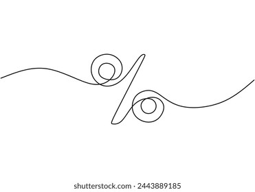 one line drawing of percent symbol minimalist style illustration