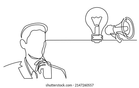 dibujo de una línea de persona pensando en resolver problemas encontrar soluciones