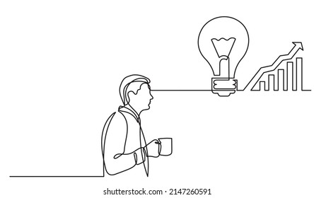 one line drawing of person thinking solving problems finding solutions