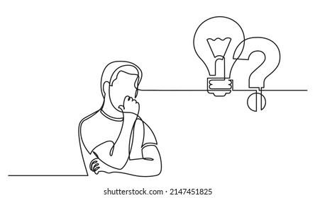 one line drawing of person thinking solving problems finding solutions