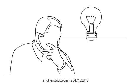 one line drawing of person thinking solving problems finding solutions