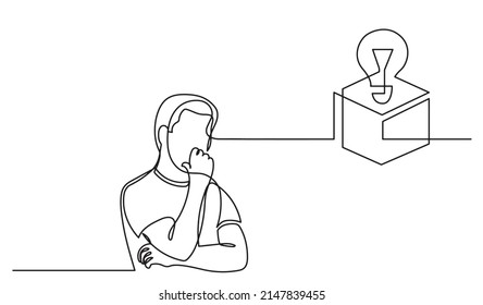 one line drawing of person thinking solving problems finding solutions