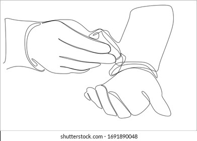 One line drawing of a persons hand using wash hand sanitizer gel dispenser against-novel coronavirus corona virus disease covid-19