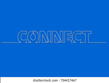 one line drawing of phrase - connected