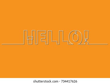 one line drawing of phrase - hello