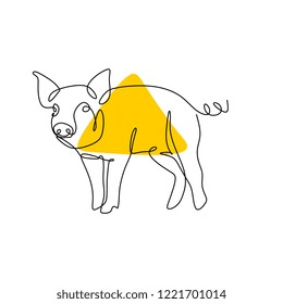 One line drawing of pig vector simple continuous lineart style