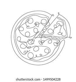 One line drawing pizza vector