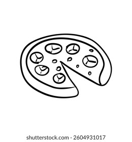 one line drawing pizza vector
