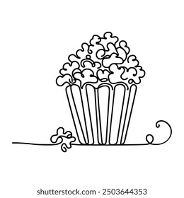 one line drawing popcorn snack vector illustration template design