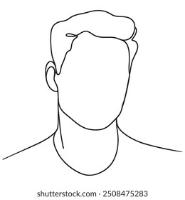 One line drawing of portrait man. Minimal silhouette male face. Vector illustration.