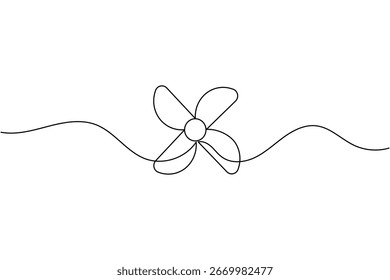 Dibujo de una línea de ventilador de hélice con tres palas ilustración de arte de línea continua minimalista simple