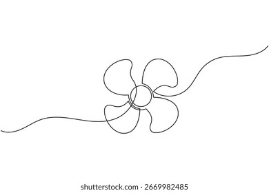 Dibujo de una línea de ventilador de hélice con tres palas ilustración de arte de línea continua minimalista simple