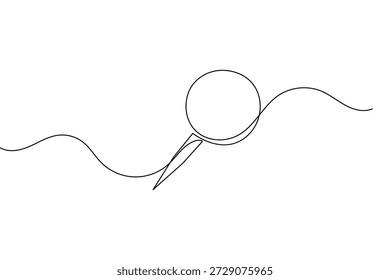 Dibujo de una línea de un pin de empuje en estilo minimalista con Ilustración vectorial de contorno negro aislado