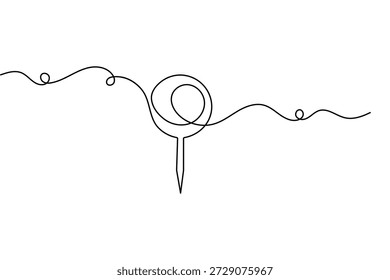 Dibujo de una línea de un pin de empuje en estilo minimalista con Ilustración vectorial de contorno negro aislado